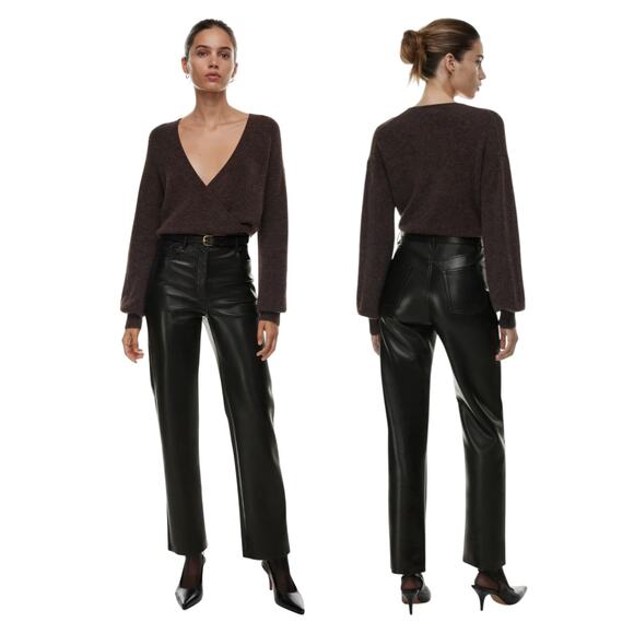 Wilfred Aritzia Melina Faux Leather Pants Black Women’s 8 Minimalist Futurism - Picture 15 of 16